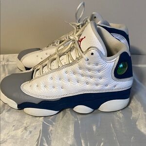 White and Blue Athletic Sneakers